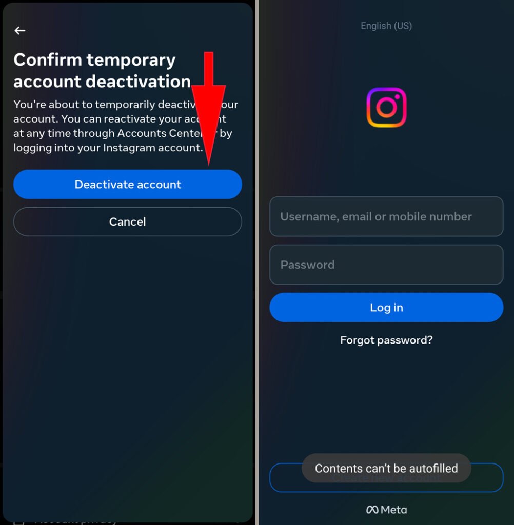آموزش تصویری دی اکتیو اینستاگرام_اسکوار 17 حذف موقت اکانت اینستاگرام با موبایل
