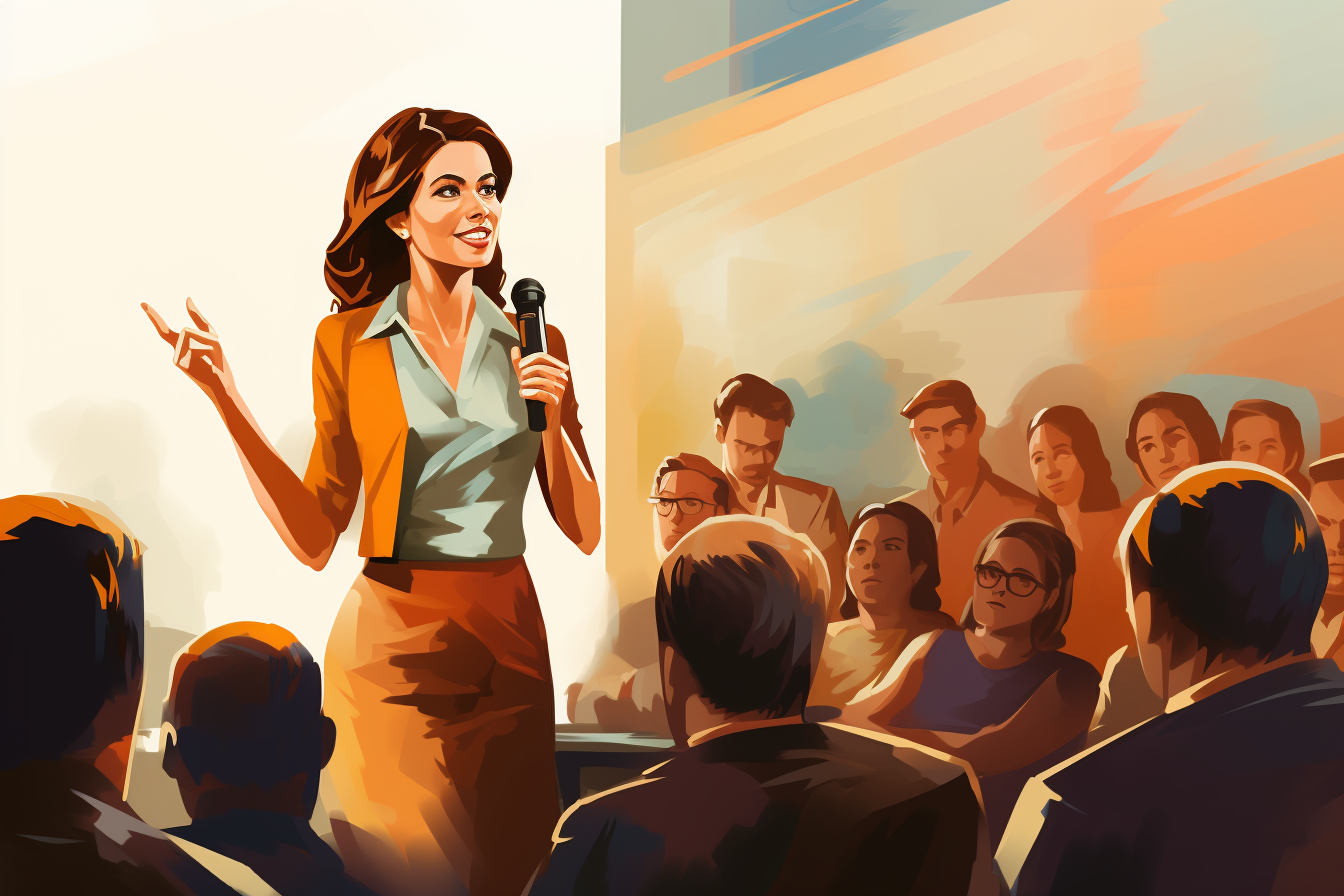 صحبت کردن زن جذاب در جمعیت