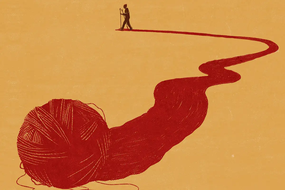 مقصد از خلقت انسان چیست؟_اسکوار 24 مرد در انتهای کاموای قرمز باز شده